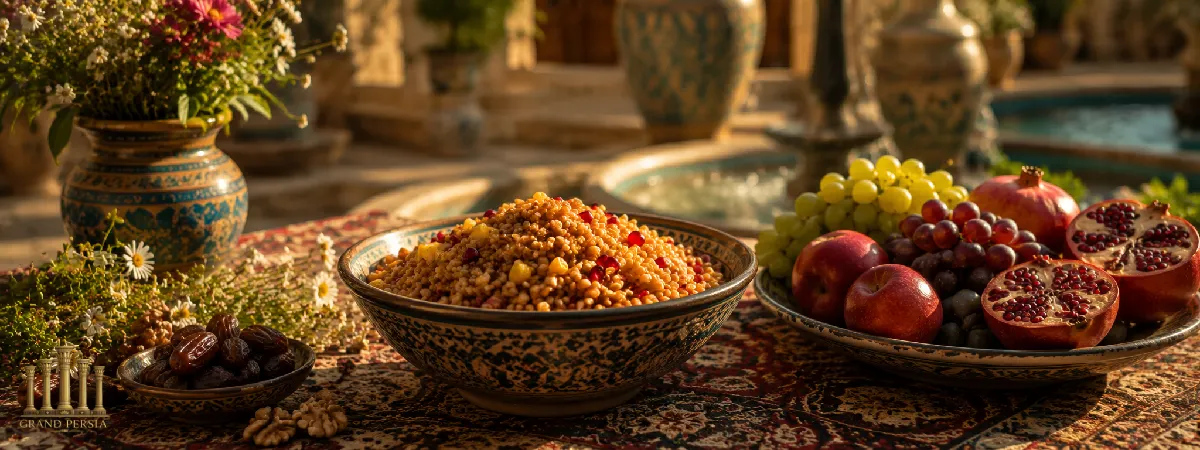 خوردن گندم پخته و میوه از غذاهای تیرگان